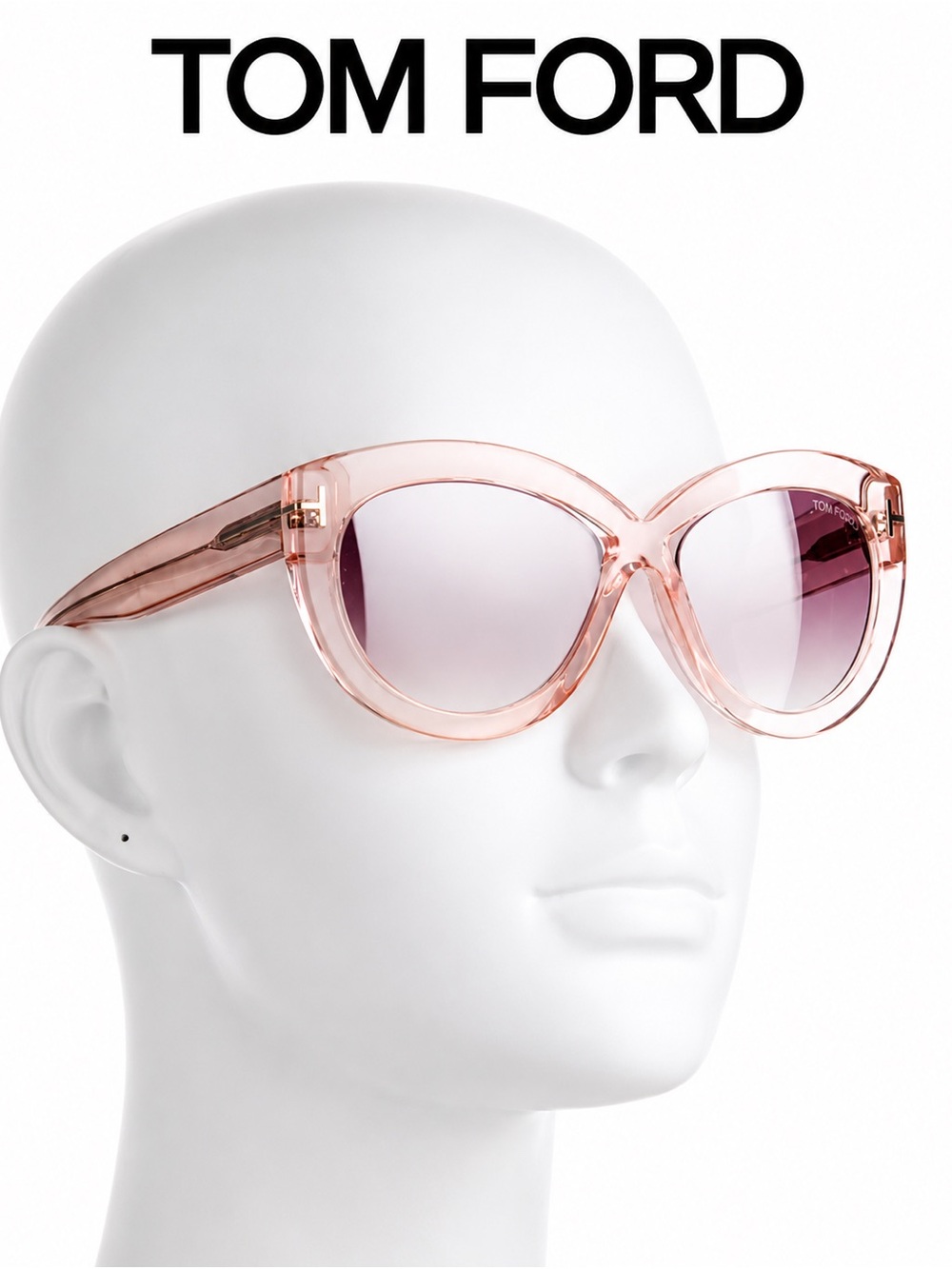 Tom Ford Diane-02 Cat Eye Sunglasses Transparent Blush Pink Frame